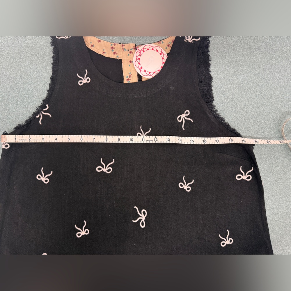 UMGEE Linen Blend Sleeveless Ribbon Embroidery Fringe Top Medium Black NWT❗️ - Picture 6 of 6